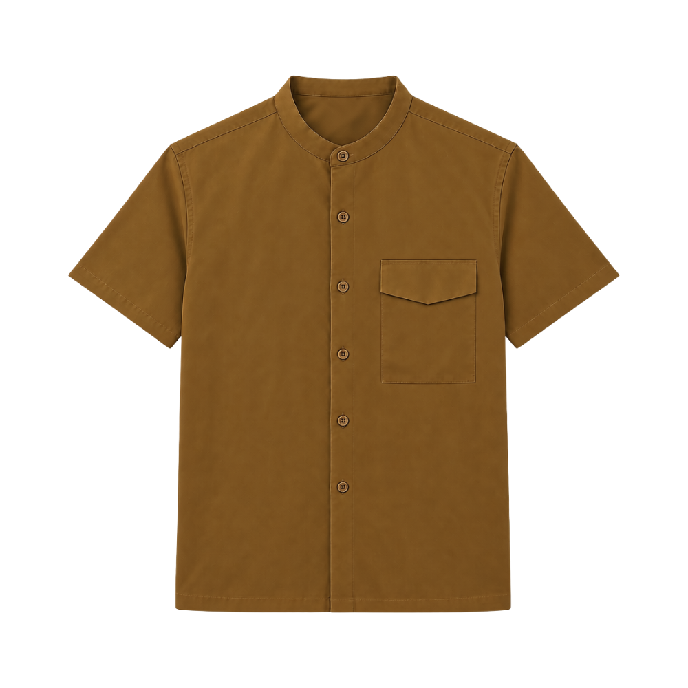 Mandarin Collar Short Sleeve Shirt 3