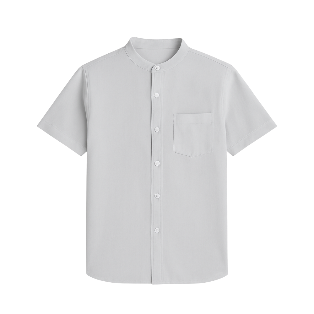 Light gray short-sleeve shirt on a white background