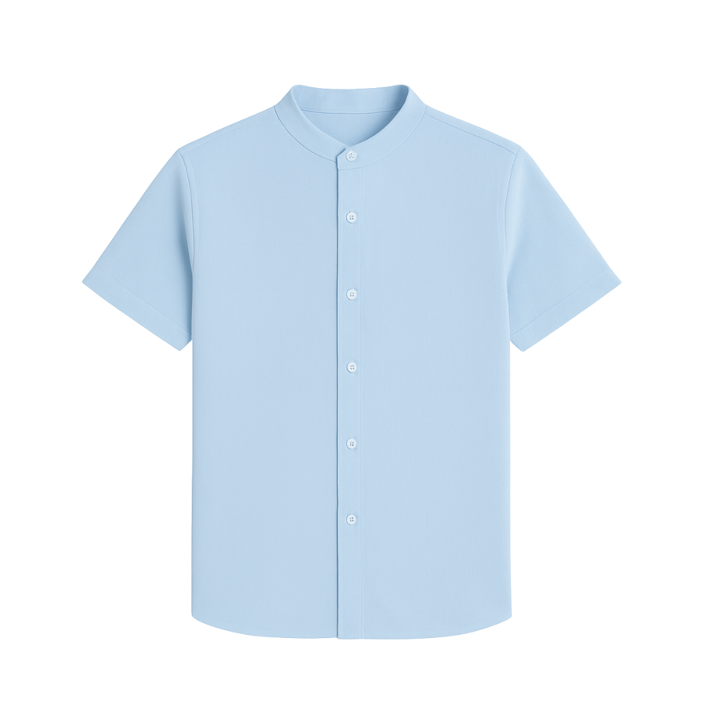 Light blue short-sleeve shirt on a white background