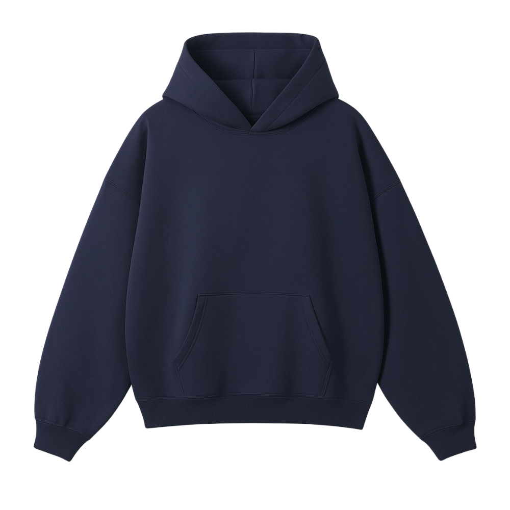 Navy blue hoodie on a white background