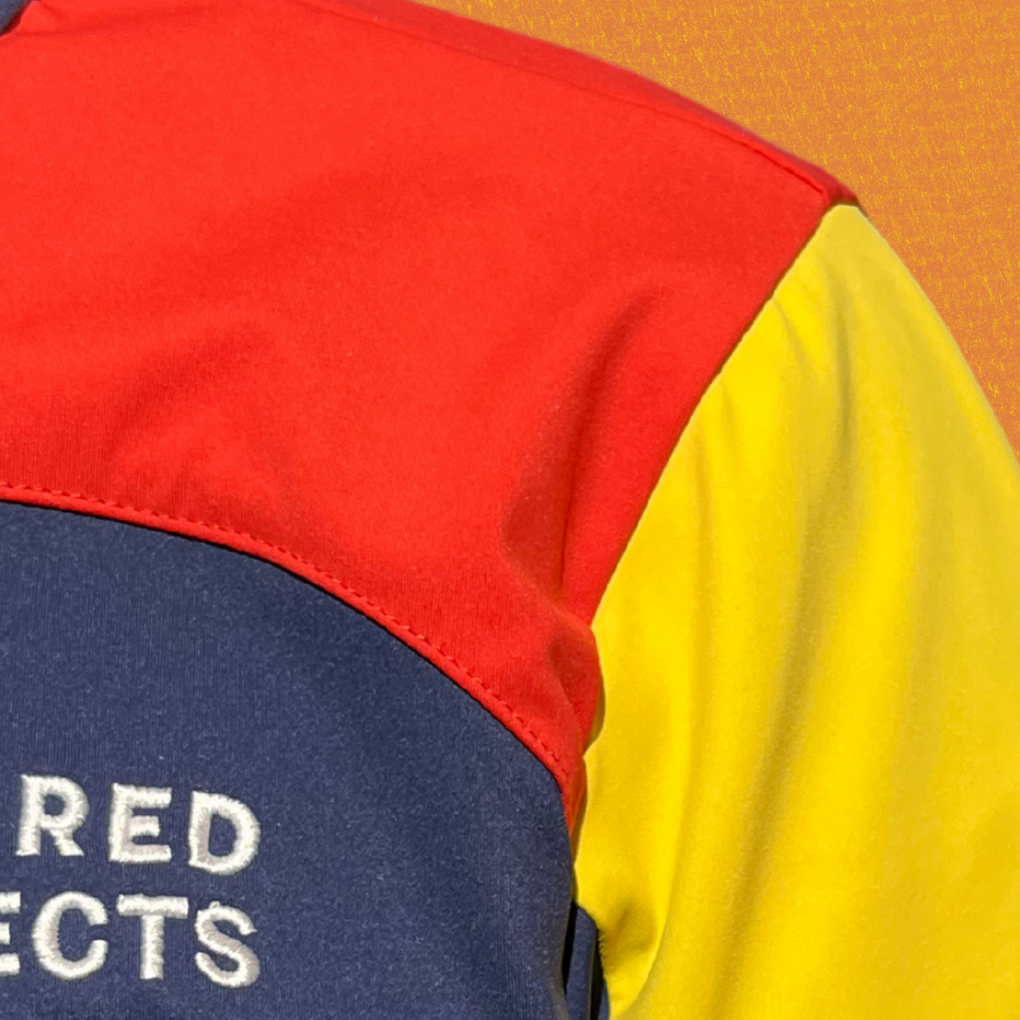 Colorful office wear with 'Tailored Projects' branding on a gradient background