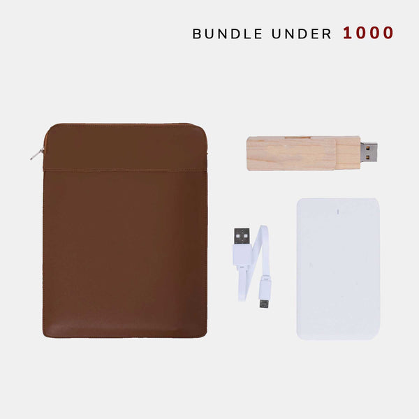 Leather Laptop Case + Powerbank + Bamboo Flashdrive