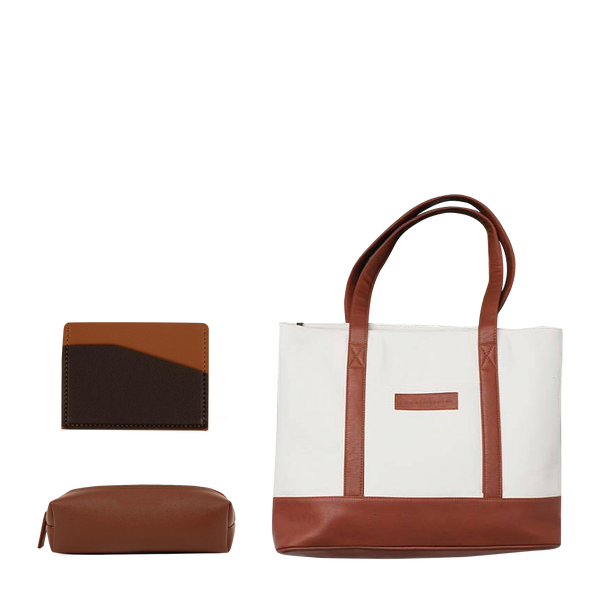 Tote Bag + Leather Card Holder + Mini Pouch