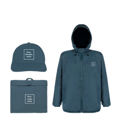 Bundle of packable windbreaker  and cap